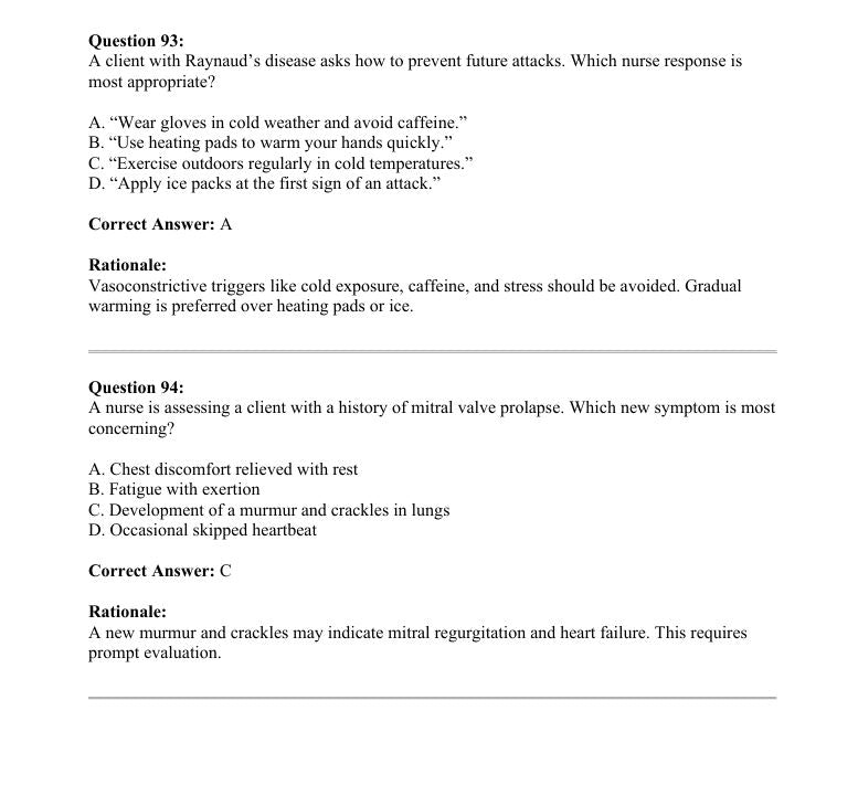 Cardiovascular NCLEX-RN Review | 150 Practice Questions with Answers & Rationales | NurseStudy Digital Study Guide for Exam Prep