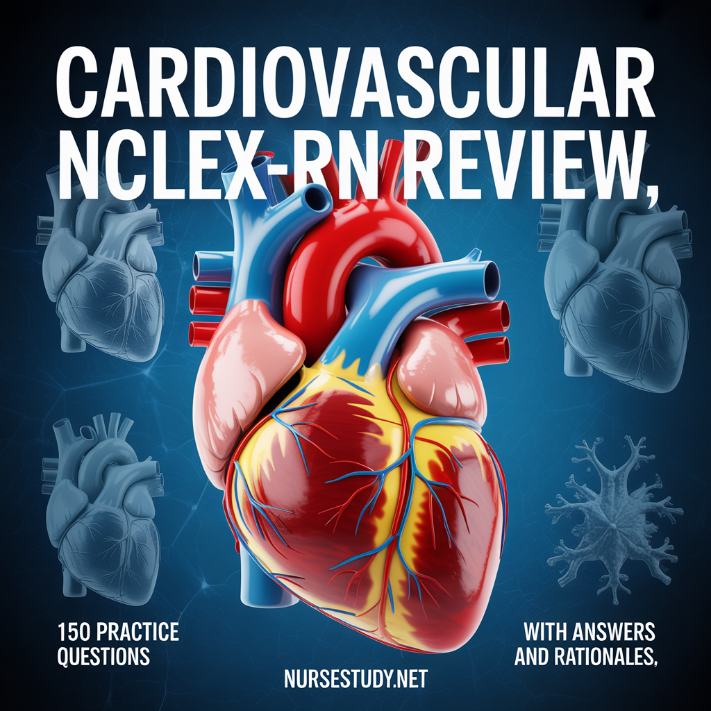Cardiovascular NCLEX-RN Review | 150 Practice Questions with Answers & Rationales | NurseStudy Digital Study Guide for Exam Prep