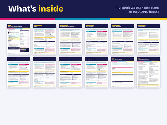 Cardiovascular Nursing Care Plans PDF | 19 Cardiac Care Plans, NANDA Diagnoses | NCLEX Study Guide | Nursing Student Printable