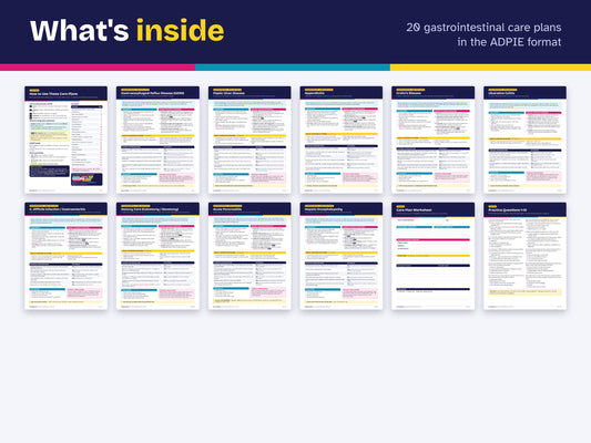 Gastrointestinal Nursing Care Plans PDF | 20 Med Surg Care Plans, NANDA Diagnoses | NCLEX Study Guide | Nursing Student Printable