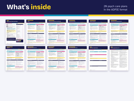 Mental Health Nursing Care Plans PDF | 20 Psych Care Plans, NANDA Diagnoses | NCLEX Study Guide | Nursing Student Printable