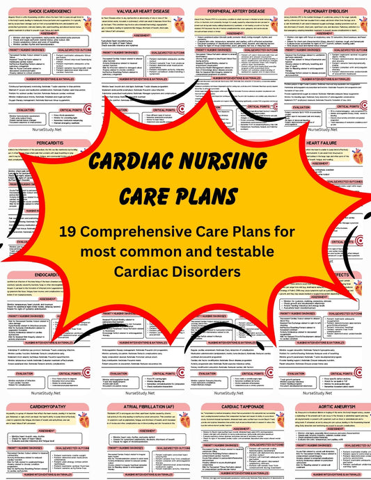 Comprehensive Nursing Care Plans for 19 Cardiac Disorders | Most Common Cardiovascular Disorders | Patient Care Plan | Nursing Bundle