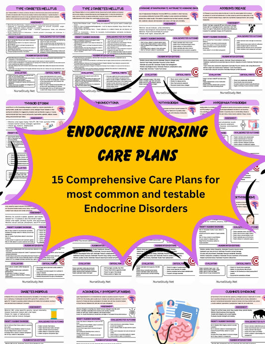 Comprehensive Nursing Care Plans for 15 Endocrine Disorders | Most Common Endocrine Disorders | Patient Care Plan | Nursing Bundle