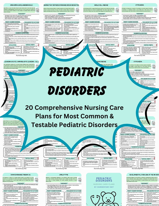 Pediatric Nursing Care Plan Bundle | 20 Printable NCLEX Care Plans PDF | Nursing Student Notes | Med Surg Pediatric Study Guide