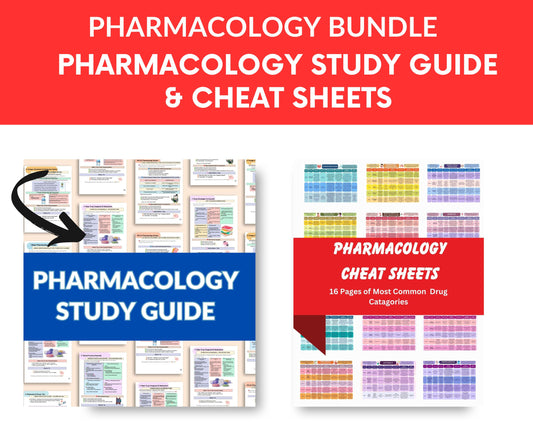 Pharmacology Bundle for Nursing Students | NCLEX Meds Study Guide + Cheat Sheets PDF | Printable Nursing School Notes | 50 Pages