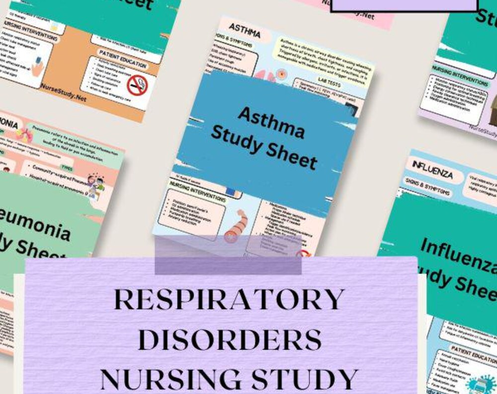 Respiratory Disorders Nursing Study Sheets Bundle