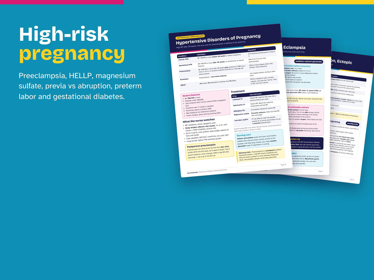 Maternity Nursing Study Guide PDF | OB Nursing Notes | Labor, Postpartum and Newborn | Fetal Monitoring | NCLEX Review | Printable