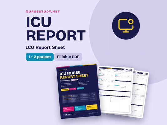 ICU Nurse Report Sheet | 1 and 2 Patient Critical Care Nursing Brain | Fillable PDF | ICU Handoff Template Printable
