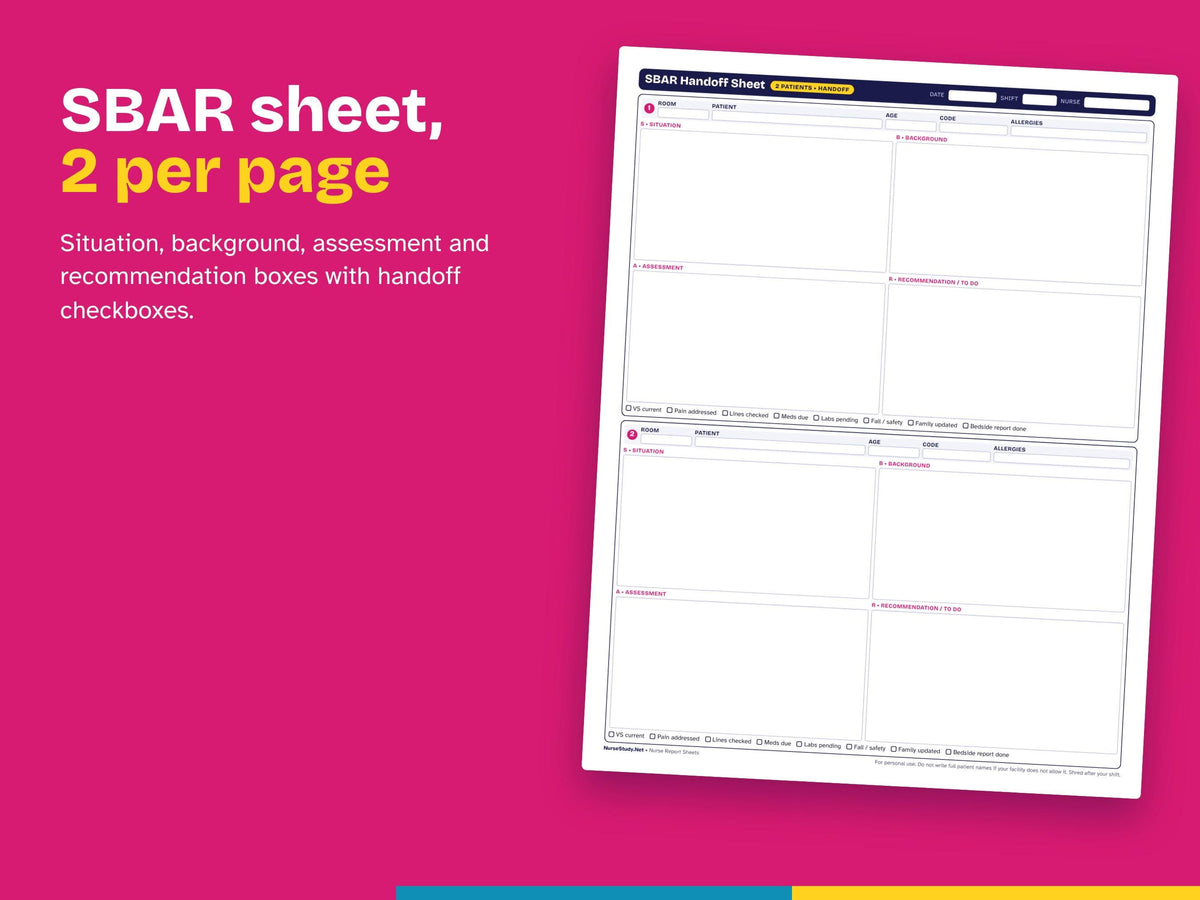 SBAR Nurse Report Sheet | Nursing Handoff Template | Fillable PDF Shift Report | SBAR Communication Guide | Nurse Brain Printable