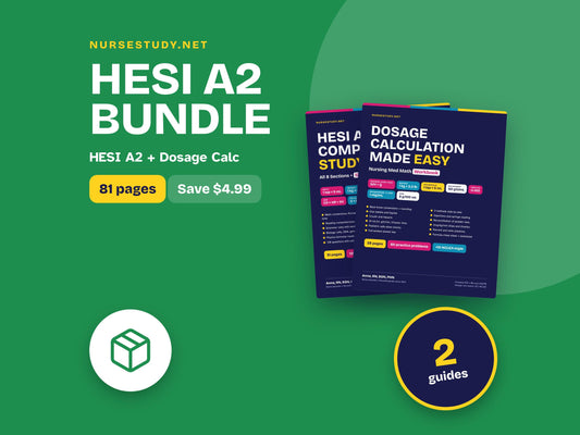 HESI A2 Study Guide and Dosage Calculation Bundle PDF | 120 Practice Questions | Nursing Entrance Exam Prep | Med Math W