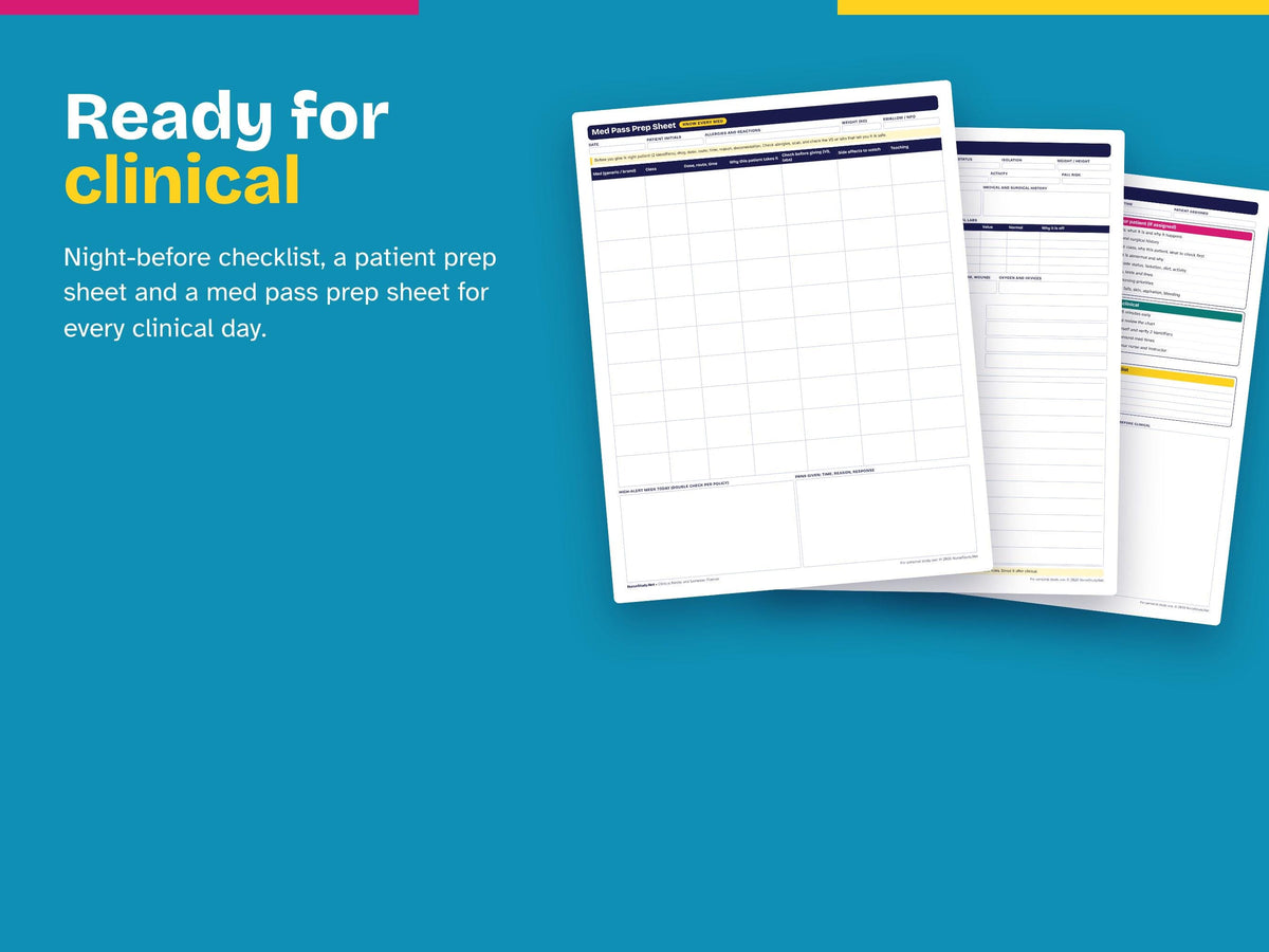 Nursing Student Clinical Binder | Semester Planner Printable | Fillable PDF Nursing School Planner | Clinical Prep Sheets