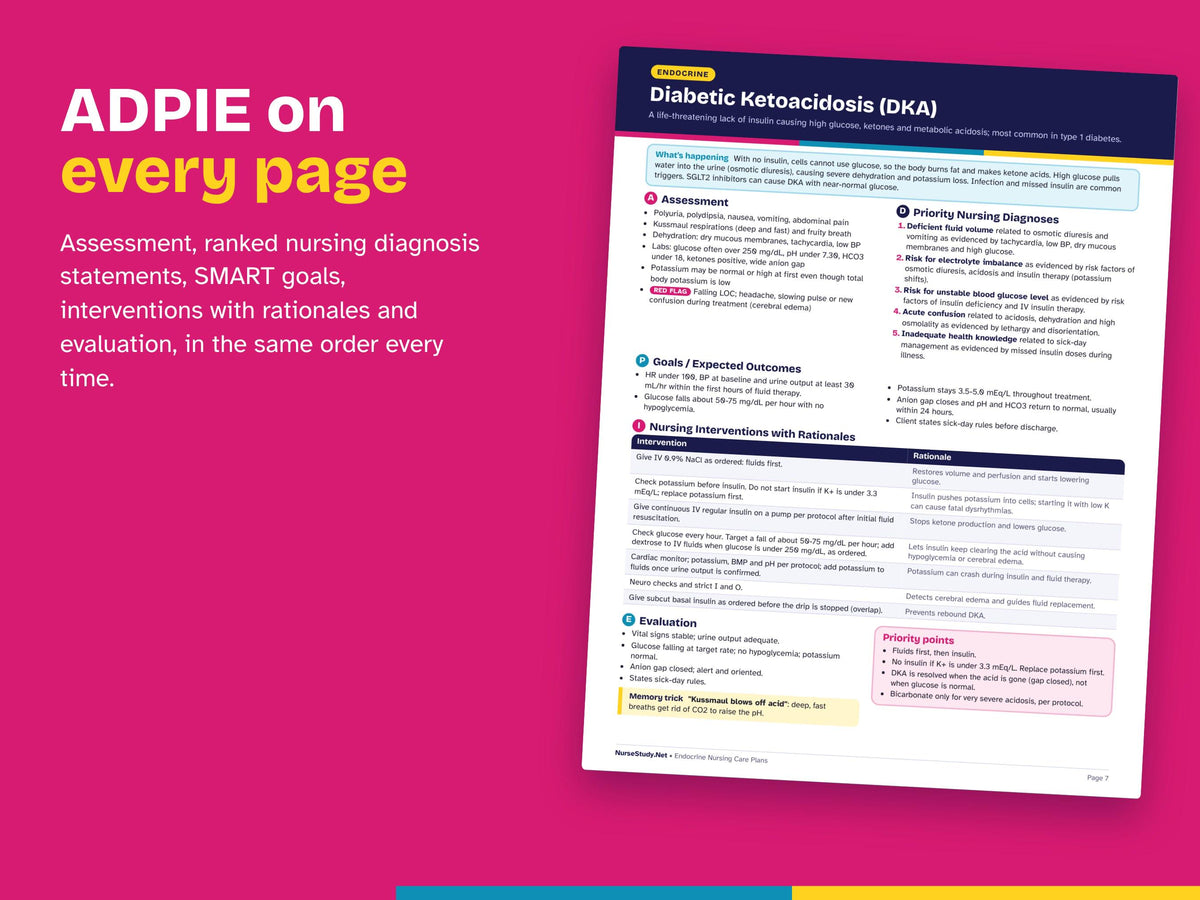 Endocrine Nursing Care Plans PDF | 15 Care Plans: Diabetes, DKA, Thyroid, Adrenal | NCLEX Questions | Nursing Student Printable