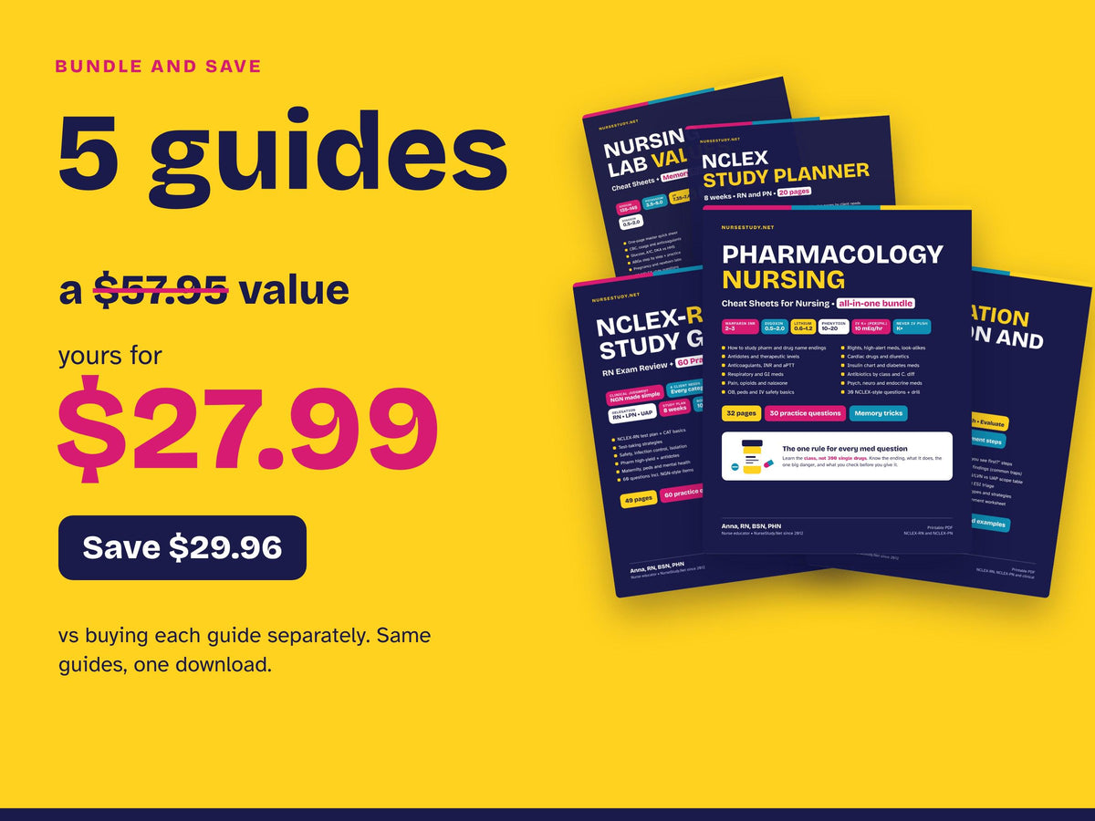 NCLEX-RN Review Bundle | Registered Nurse Study Guide, Prioritization, Pharm, Lab Values, Study Planner | Hyperlinked Printable Notes