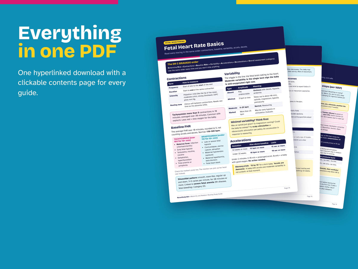 Labor and Delivery Nurse Bundle PDF | L and D Cheat Sheets, Maternity Study Guide, OB Care Plans | Hyperlinked Printable