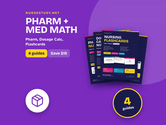 Pharmacology and Dosage Calc Bundle PDF | Nursing Pharm Cheat Sheets, Med Math Workbook, Flashcards, Drug Cards | Printa
