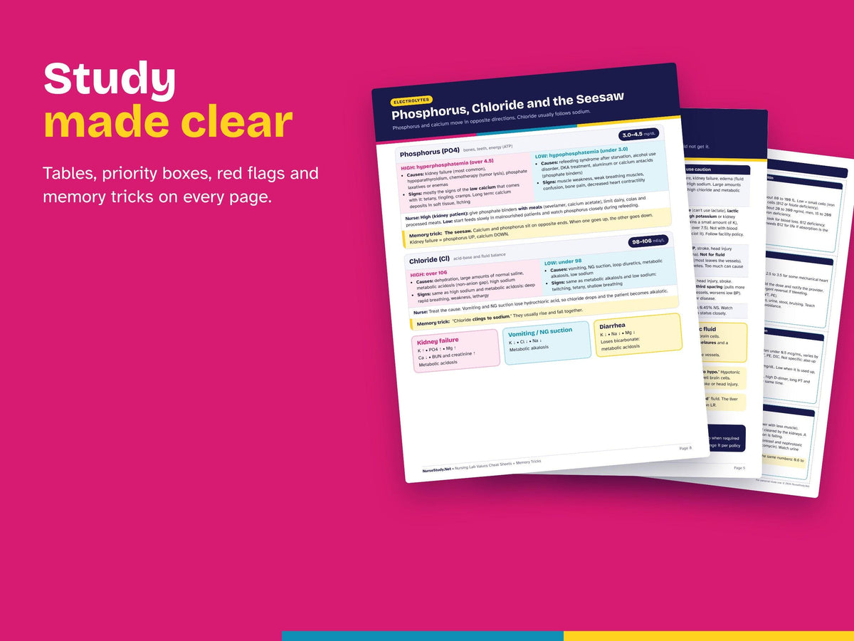 Lab Values, Fluids and ABGs Bundle PDF | Nursing Lab Values Cheat Sheets, IV Fluids, Electrolytes, Flashcards | Printable