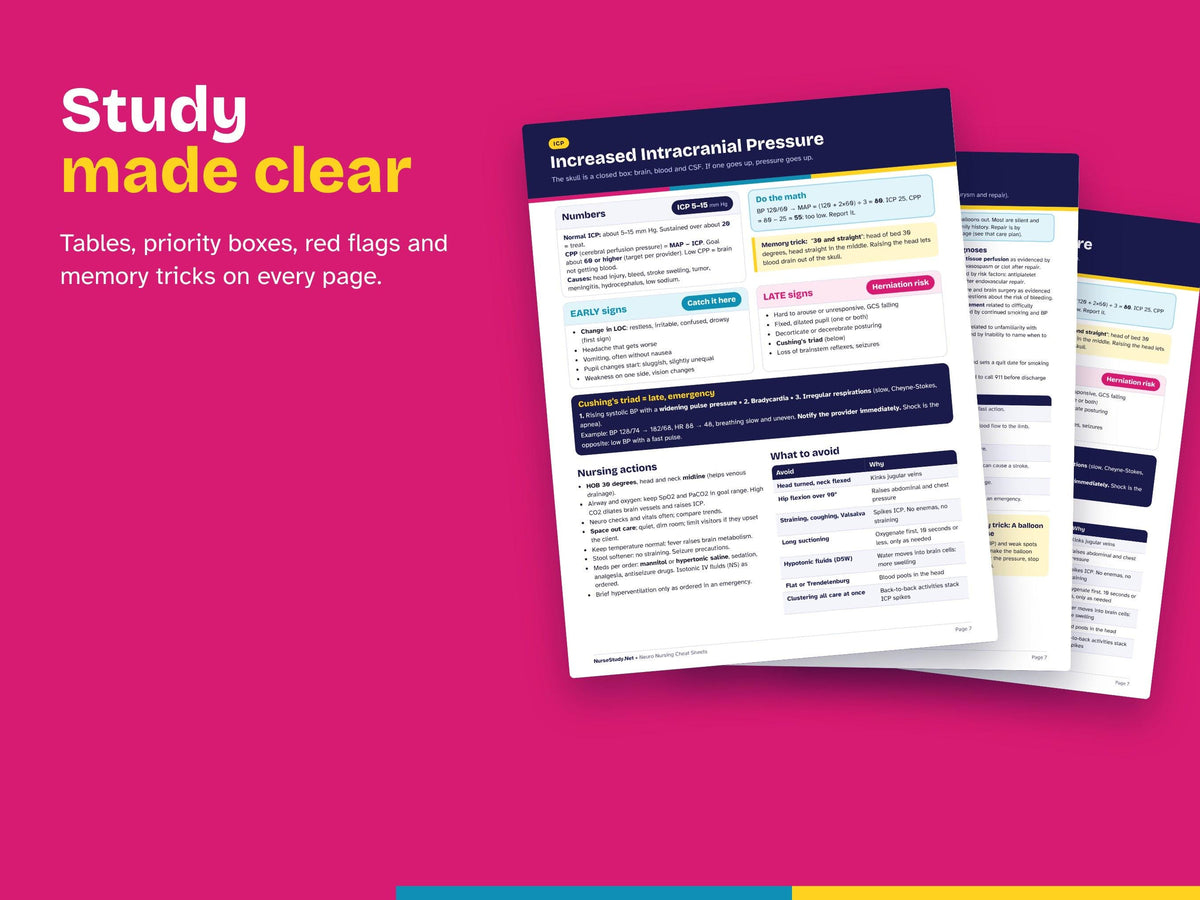 Neuro Nursing Bundle PDF | Neuro Nursing Cheat Sheets + Neuro Nursing Care Plans | NCLEX Study Guide | Hyperlinked Printable
