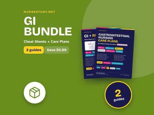 GI Nursing Bundle | Gastrointestinal and Renal Cheat Sheets + Gastrointestinal Care Plans | Nursing Study Guide | Hyperl