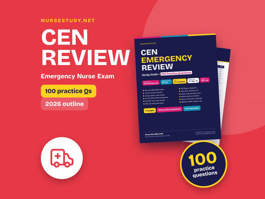 CEN Review Study Guide PDF | 100 Practice Questions | Triage, Trauma, Toxicology | Emergency Nurse ER Certification Exam