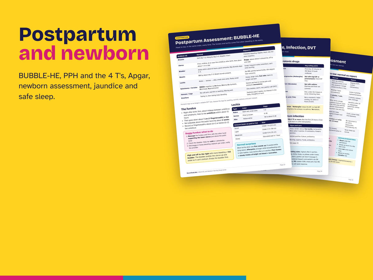 Maternity Nursing Study Guide PDF | OB Nursing Notes | Labor, Postpartum and Newborn | Fetal Monitoring | NCLEX Review | Printable