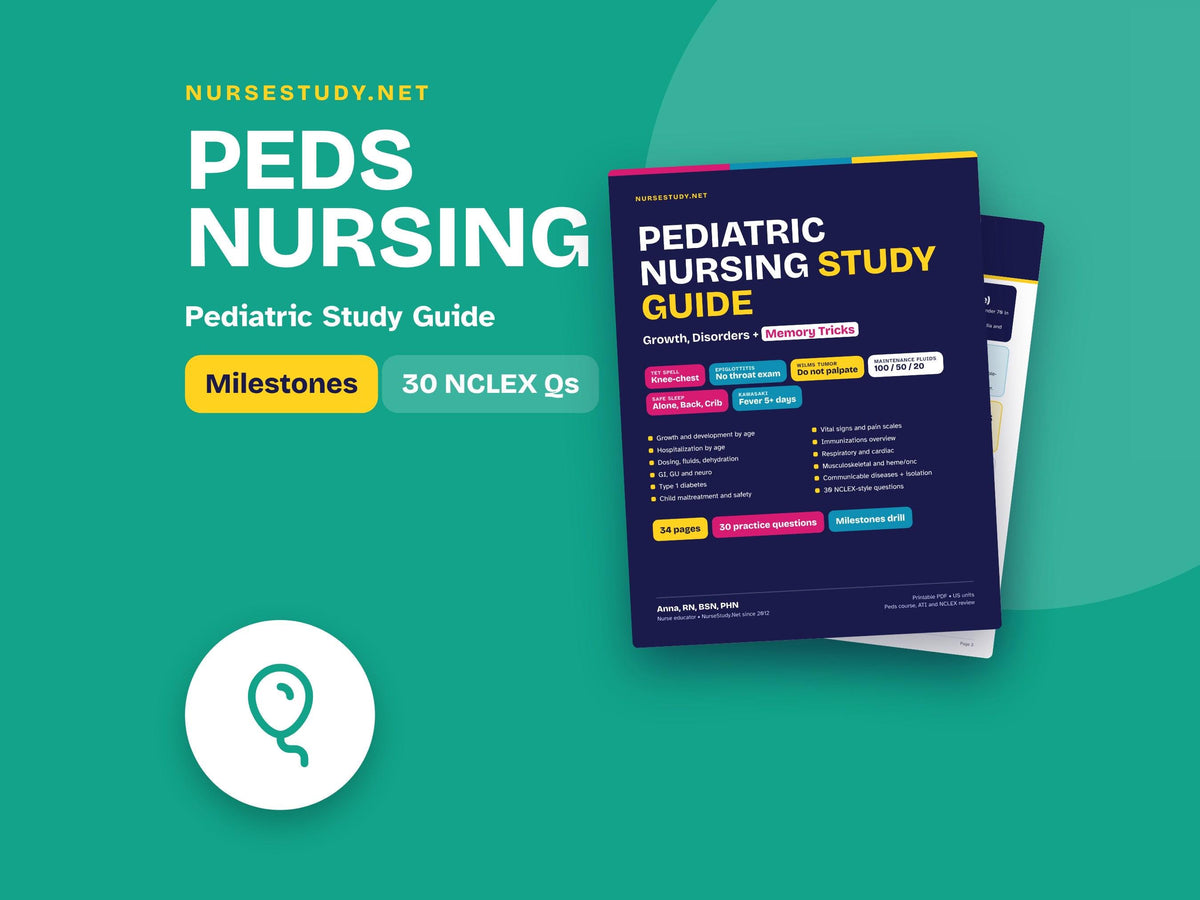 Pediatric Nursing Study Guide Hyperlinked PDF | Peds Growth and Development, Milestones | Nursing School and NCLEX Revie