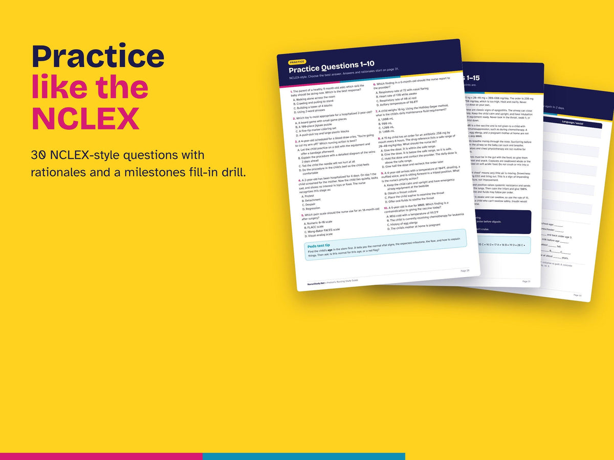 Pediatric Nursing Study Guide Hyperlinked PDF | Peds Growth and Development, Milestones | Nursing School and NCLEX Review | Printable Notes