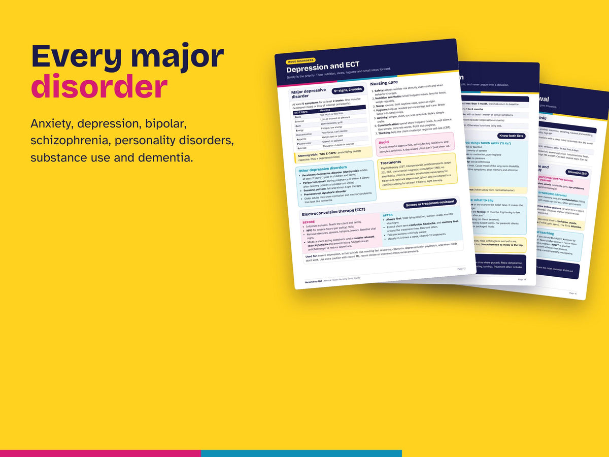 Mental Health Nursing Study Guide PDF | Psych Nursing Notes | Psychiatric Meds Cheat Sheet | NCLEX Review | Nursing Student Printable