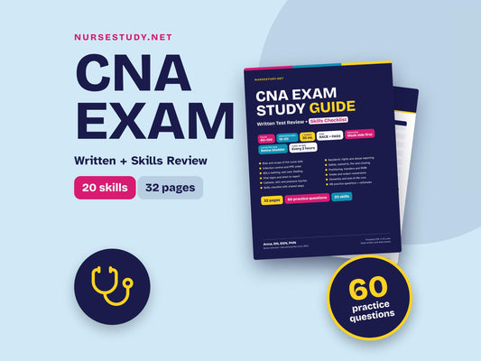 CNA Study Guide PDF | Nurse Aide Exam Review | 60 Practice Questions | Skills Checklist | Certified Nursing Assistant | 