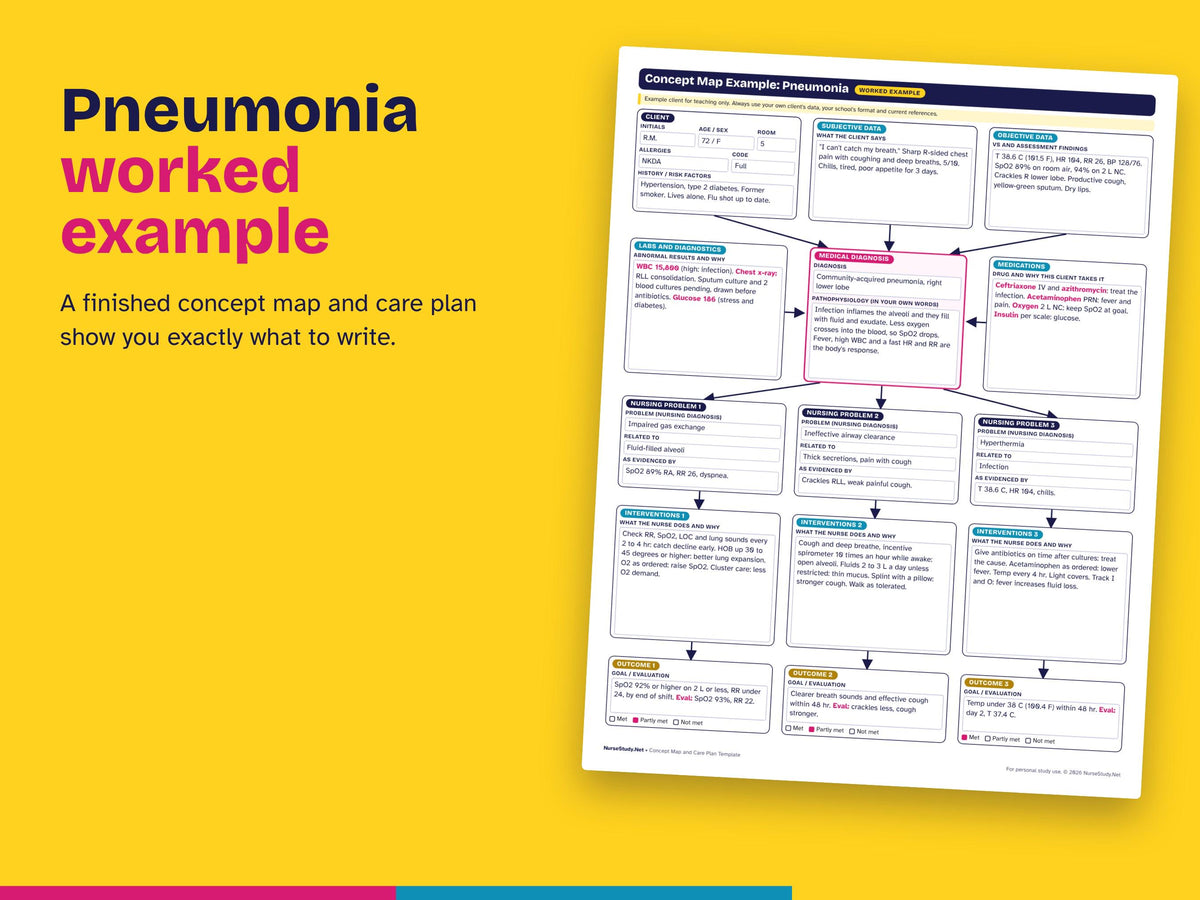 Nursing Concept Map Template | Care Plan Template | Fillable PDF | NANDA Nursing Diagnosis | Nursing Student Clinical Printable