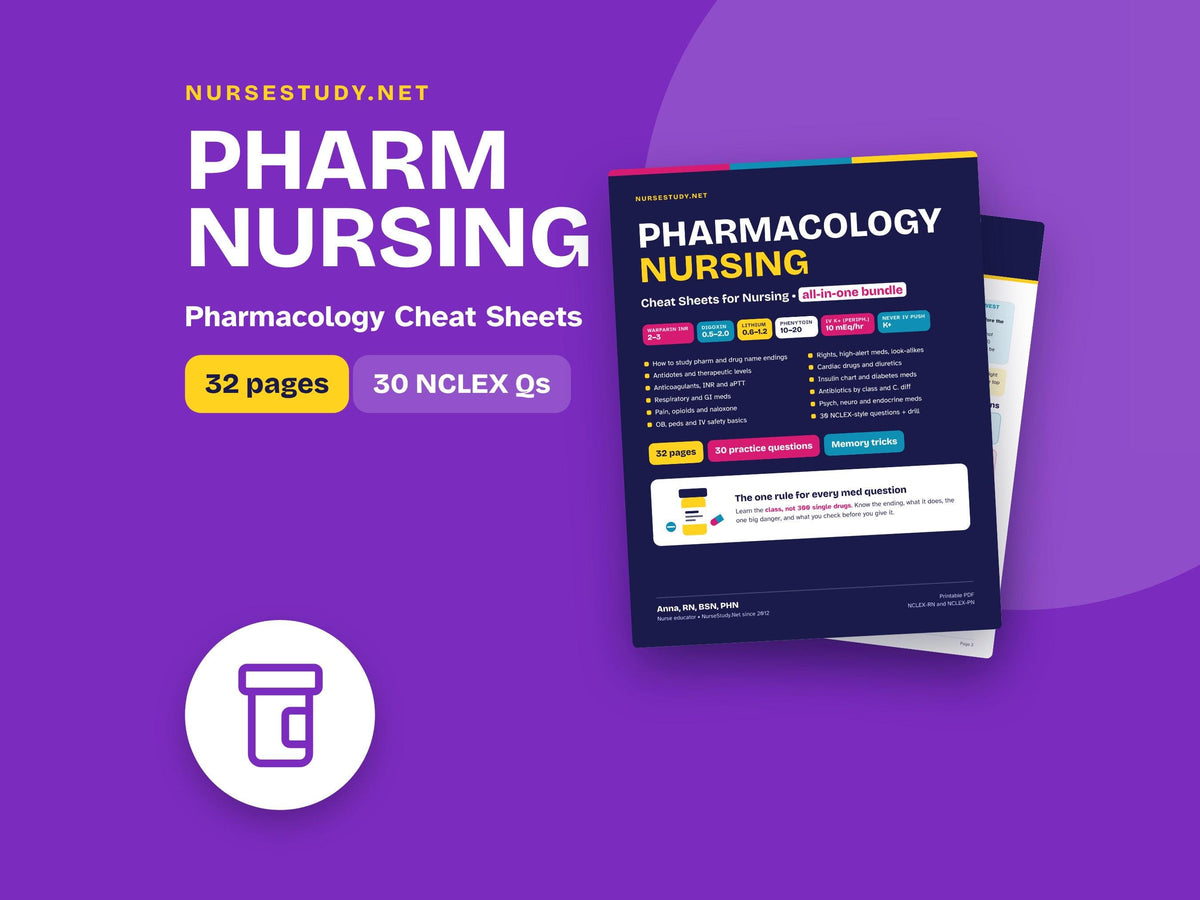Pharmacology Nursing Cheat Sheets PDF | Drug Endings, Antidotes, Drug Levels, Insulin Chart | Nursing Pharm Study Guide 