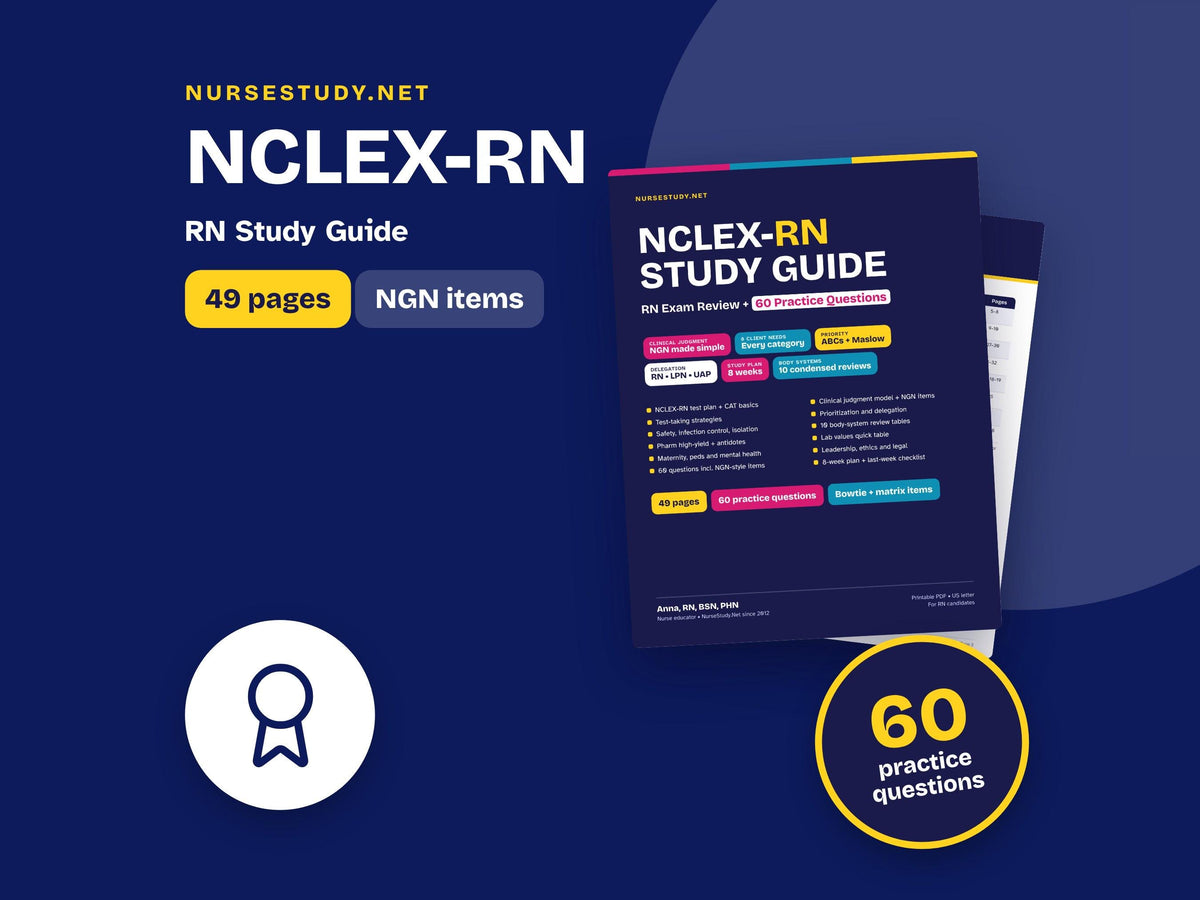 NCLEX-RN Study Guide PDF | Registered Nurse Exam Review | Prioritization, Delegation, Labs, Pharm | Next Gen Practice Qu