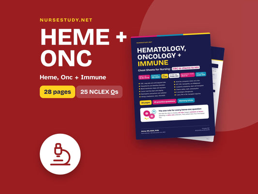Hematology Oncology Immune Nursing Cheat Sheets PDF | Anemia, Blood Transfusion, Chemo, Oncologic Emergencies, HIV | NCL