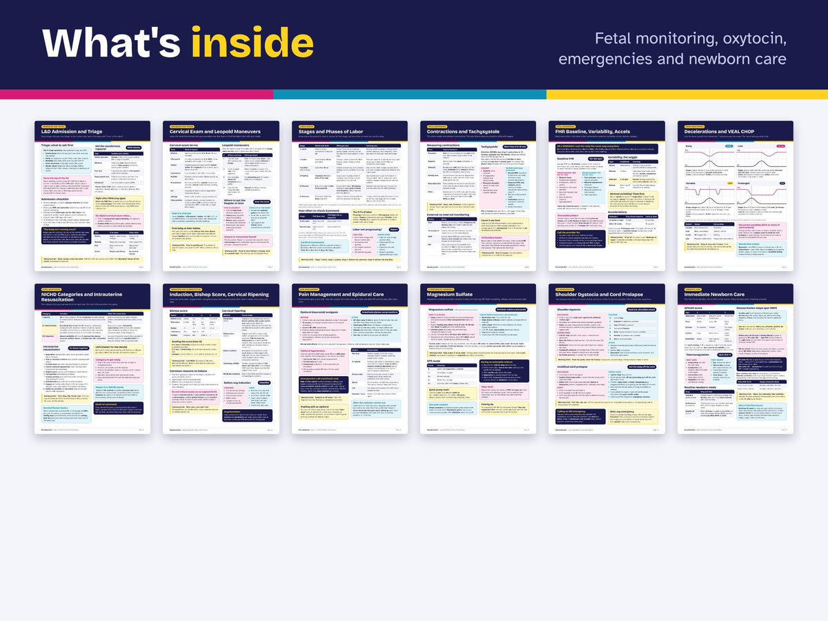 Labor and Delivery Nurse Cheat Sheets PDF | New Grad L&D Nurse Study Guide | Fetal Monitoring, Decels, Oxytocin, Postpartum Hemorrhage
