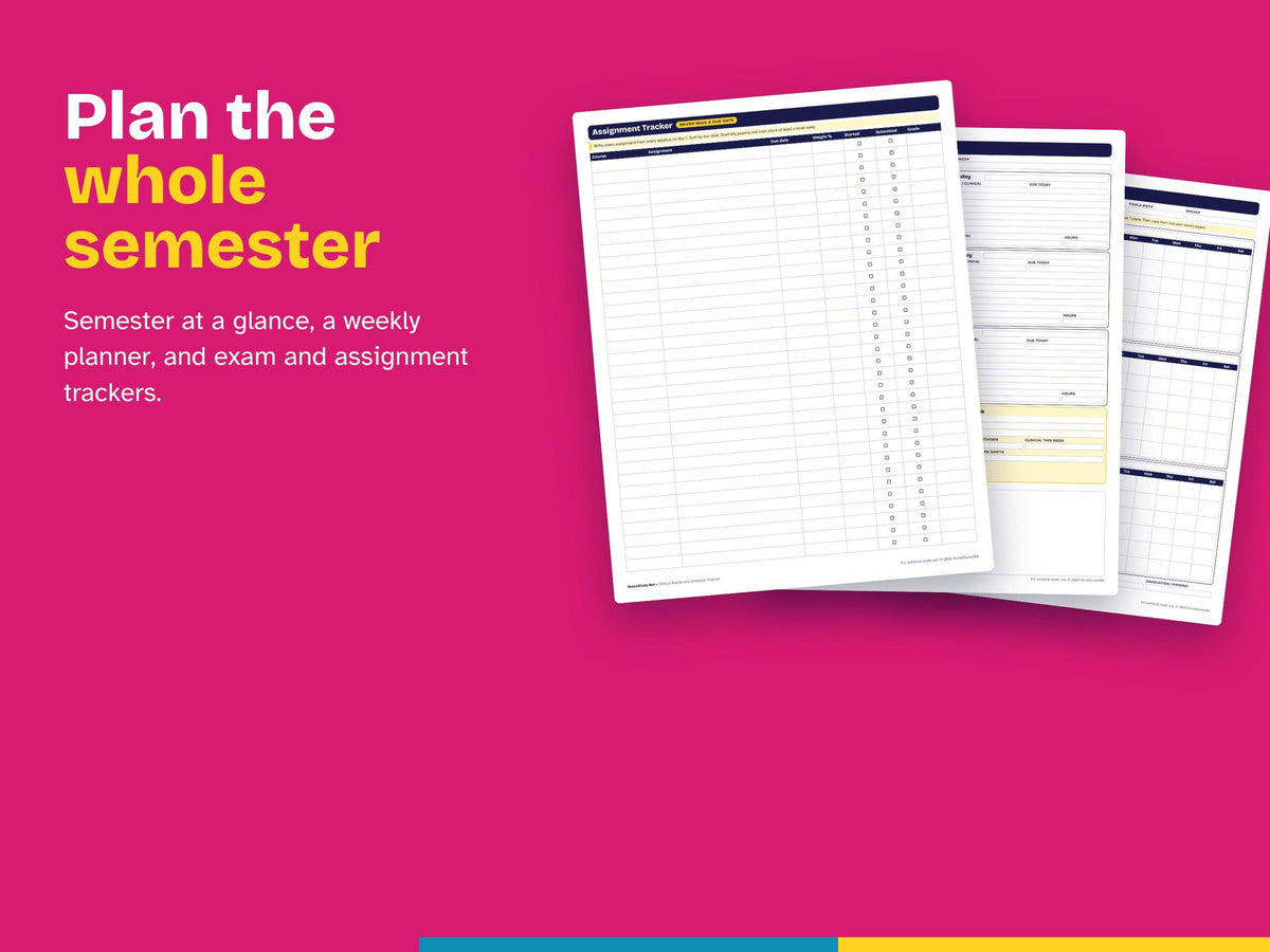 Nursing Student Clinical Binder | Semester Planner Printable | Fillable PDF Nursing School Planner | Clinical Prep Sheets
