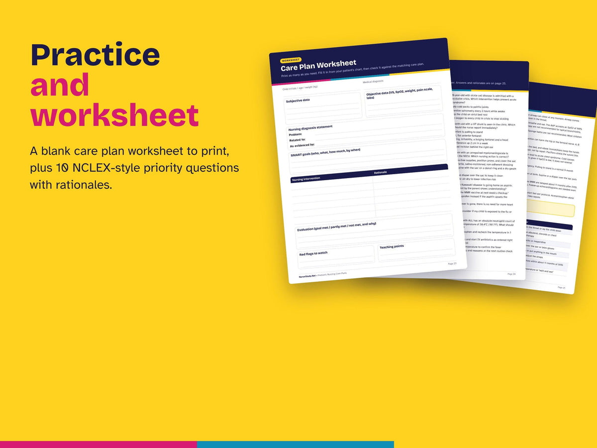 Pediatric Nursing Care Plans PDF | 20 Peds Disorder Care Plans | Nursing Diagnosis, Interventions, Rationales | NCLEX Study Guide
