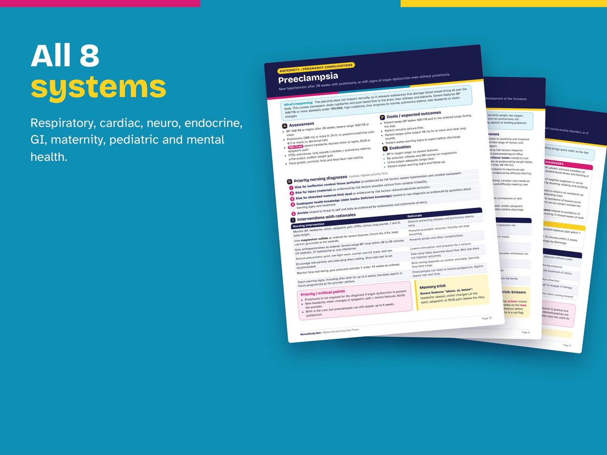 Nursing Care Plans Bundle PDF | 148 Care Plans, All 8 Systems | Med Surg, OB, Peds, Psych | NCLEX Study Guide | Hyperlinked Printable