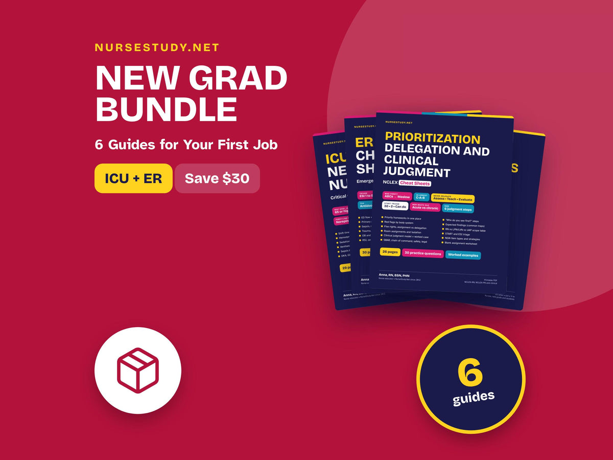 New Grad Nurse Bundle PDF | ICU, ER, Prioritization, Lab Values, Report Sheets, Badge Cards | Hyperlinked Printable Nurs