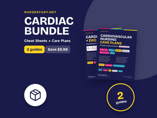 Cardiac Nursing Bundle PDF | Cardiac + EKG Cheat Sheets + Cardiac Nursing Care Plans | NCLEX Study Guide | Hyperlinked P