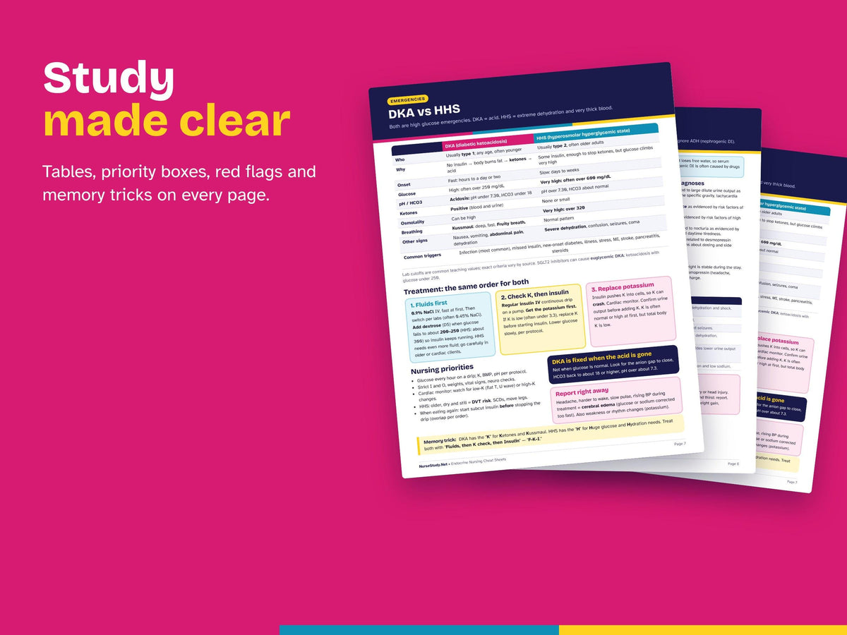 Endocrine Nursing Bundle PDF | Endocrine + Diabetes Cheat Sheets + Endocrine Nursing Care Plans | NCLEX Study Guide | Hyperlinked Printable
