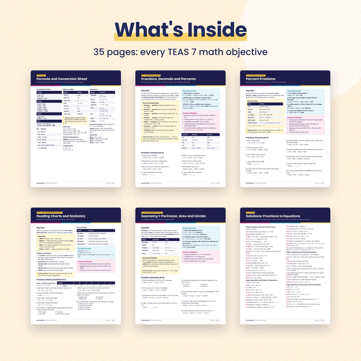 What's inside the TEAS 7 Math Workbook
