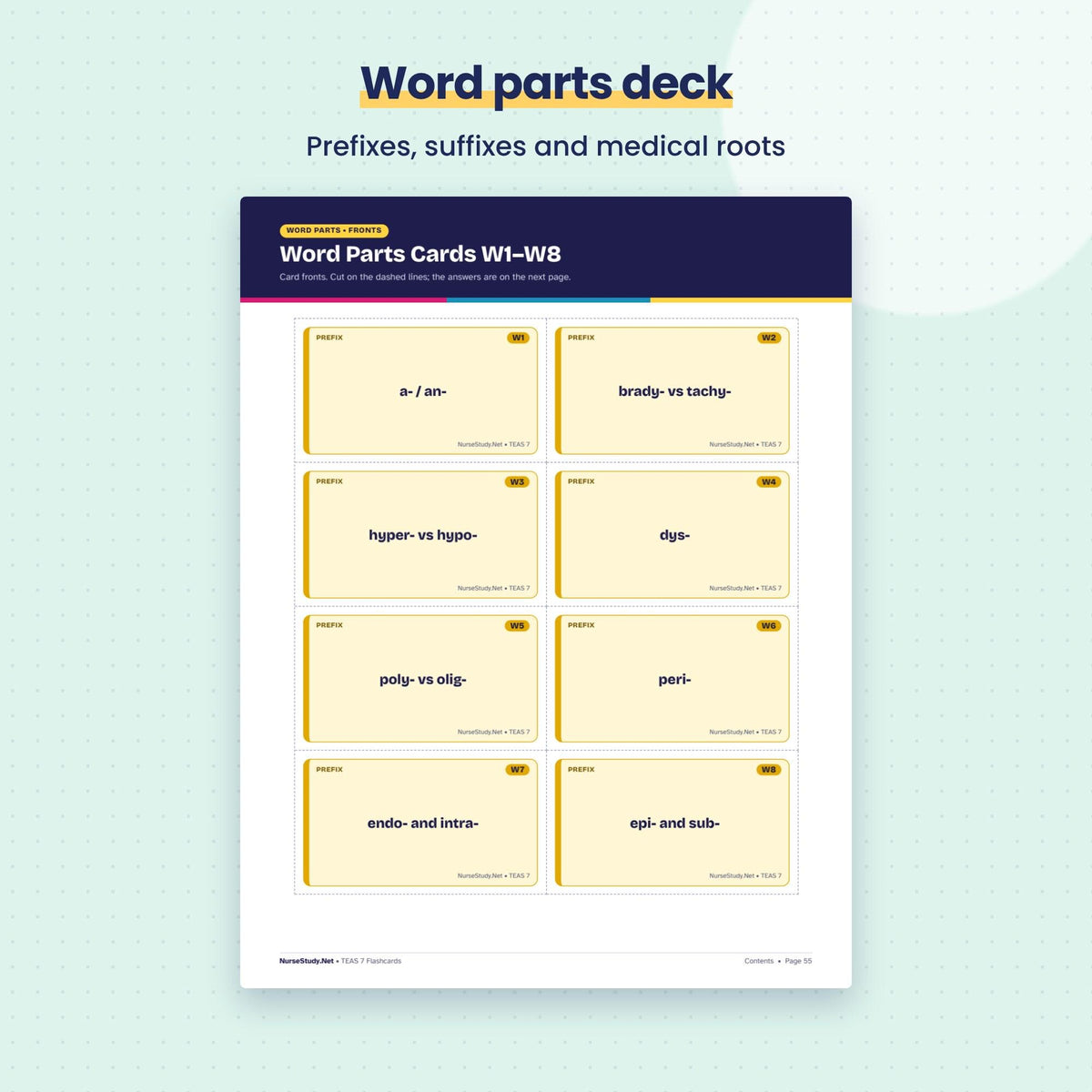 Word parts deck