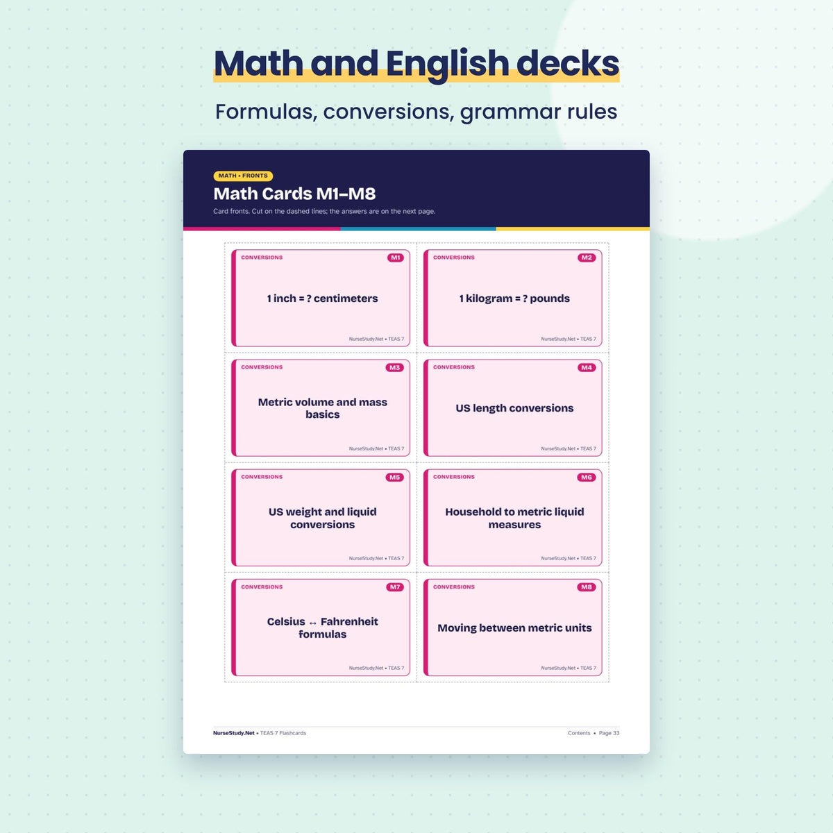Math and English decks