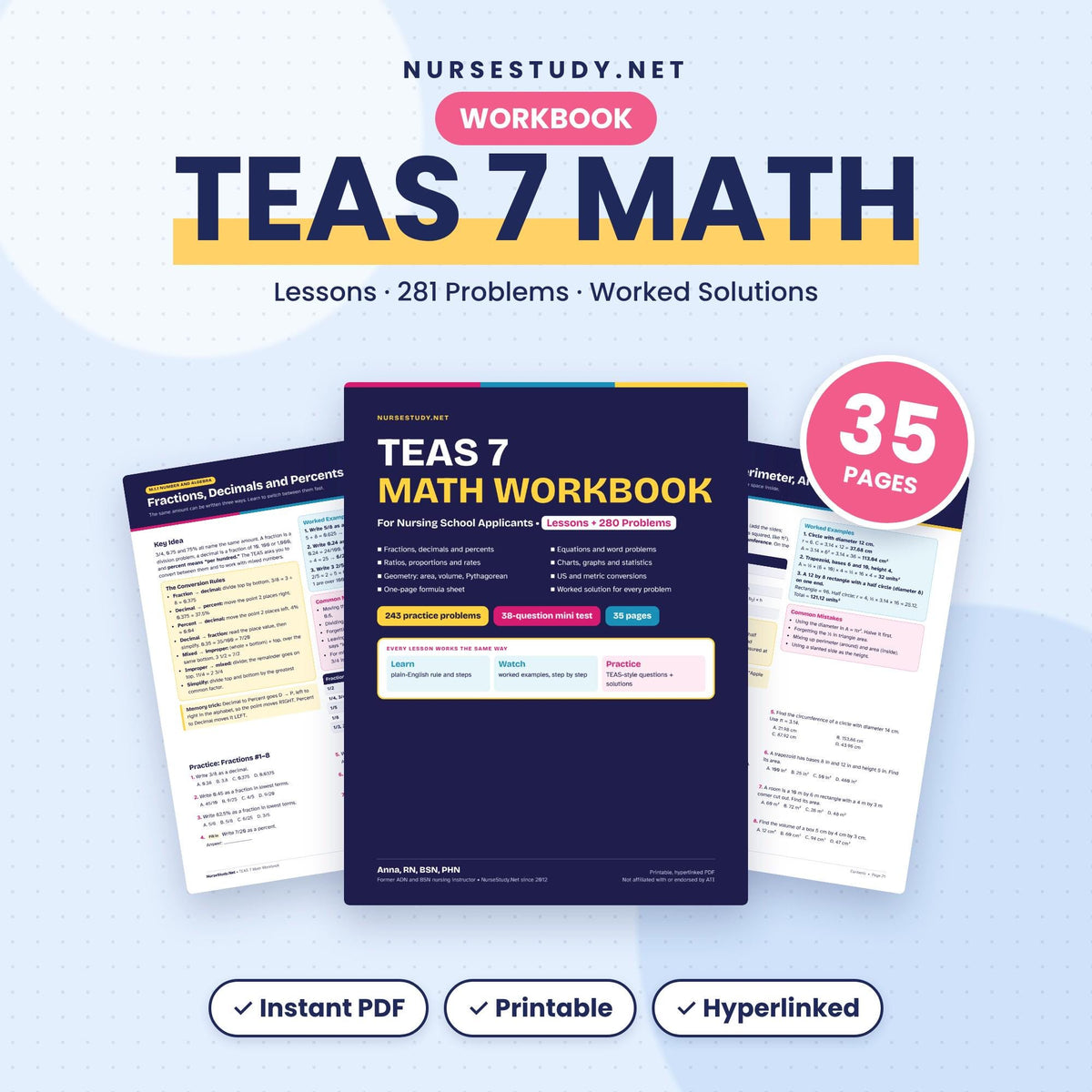 TEAS 7 Math Workbook PDF