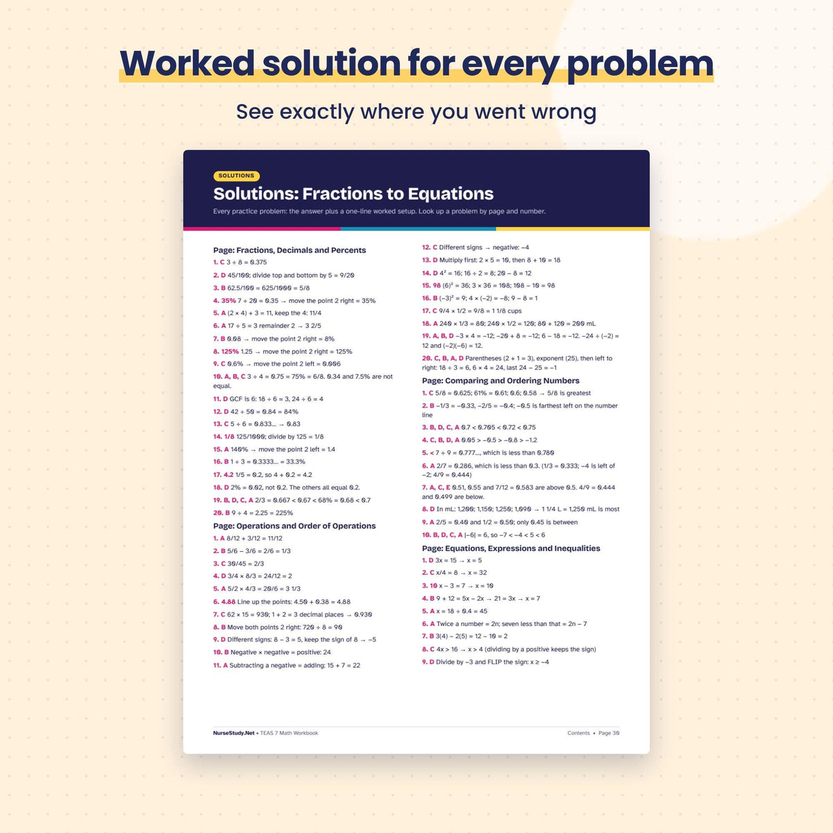 Worked solution for every problem