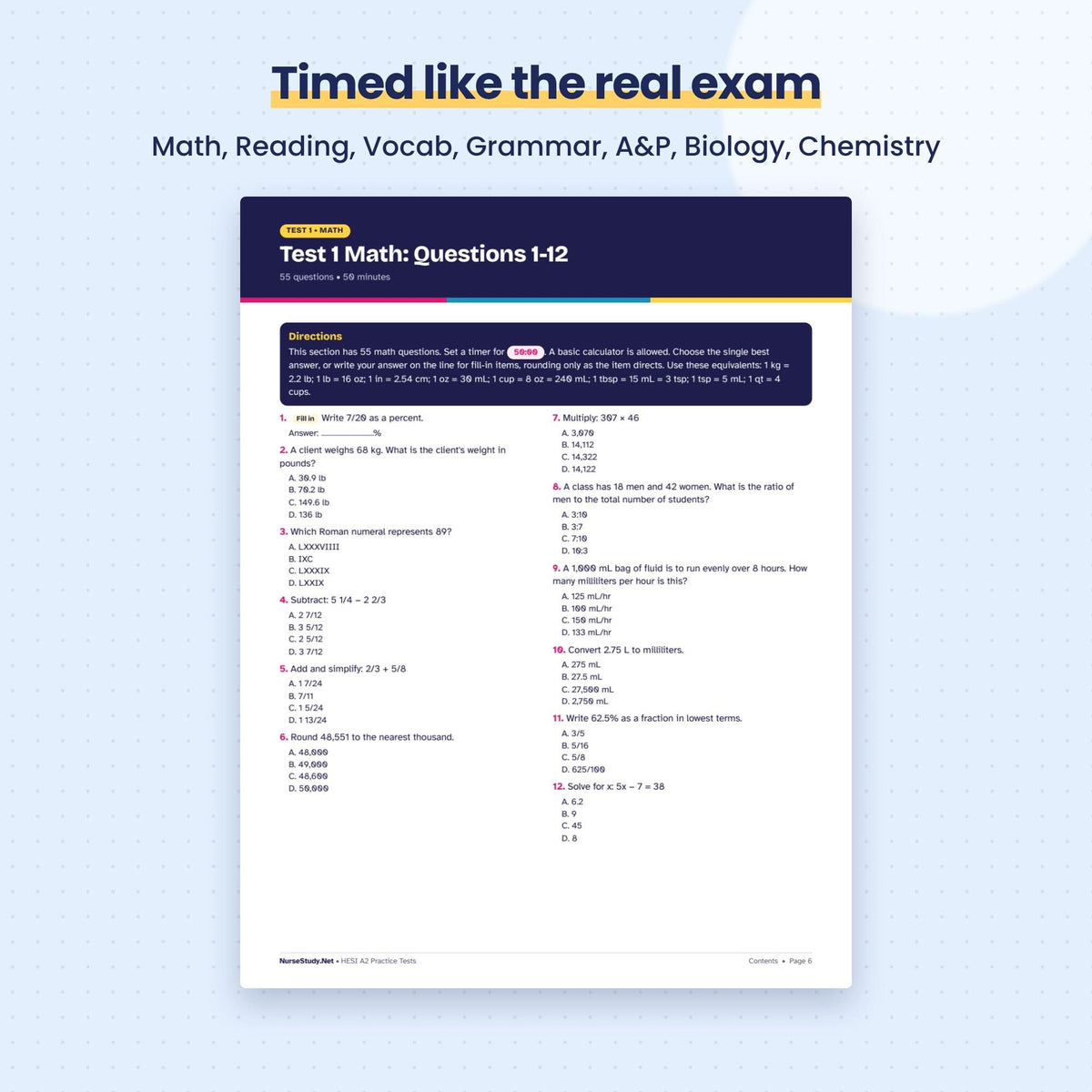 Timed like the real exam