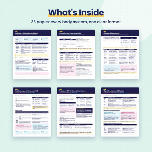 Pathophysiology Study Guide PDF | Nursing Patho Notes, Cause Signs Priority | 30 NCLEX Questions | Hyperlinked Printable Nursing Student