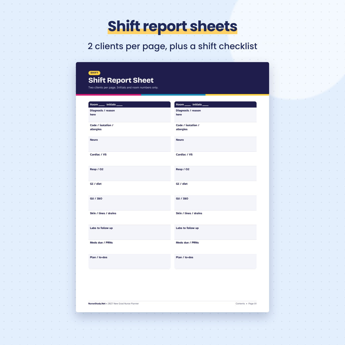 2027 New Grad Nurse Planner | Hyperlinked Digital and Printable PDF | Orientation Tracker, Shift Report Sheets, CE Log | GoodNotes