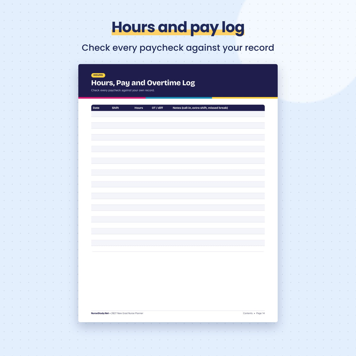 2027 New Grad Nurse Planner | Hyperlinked Digital and Printable PDF | Orientation Tracker, Shift Report Sheets, CE Log | GoodNotes