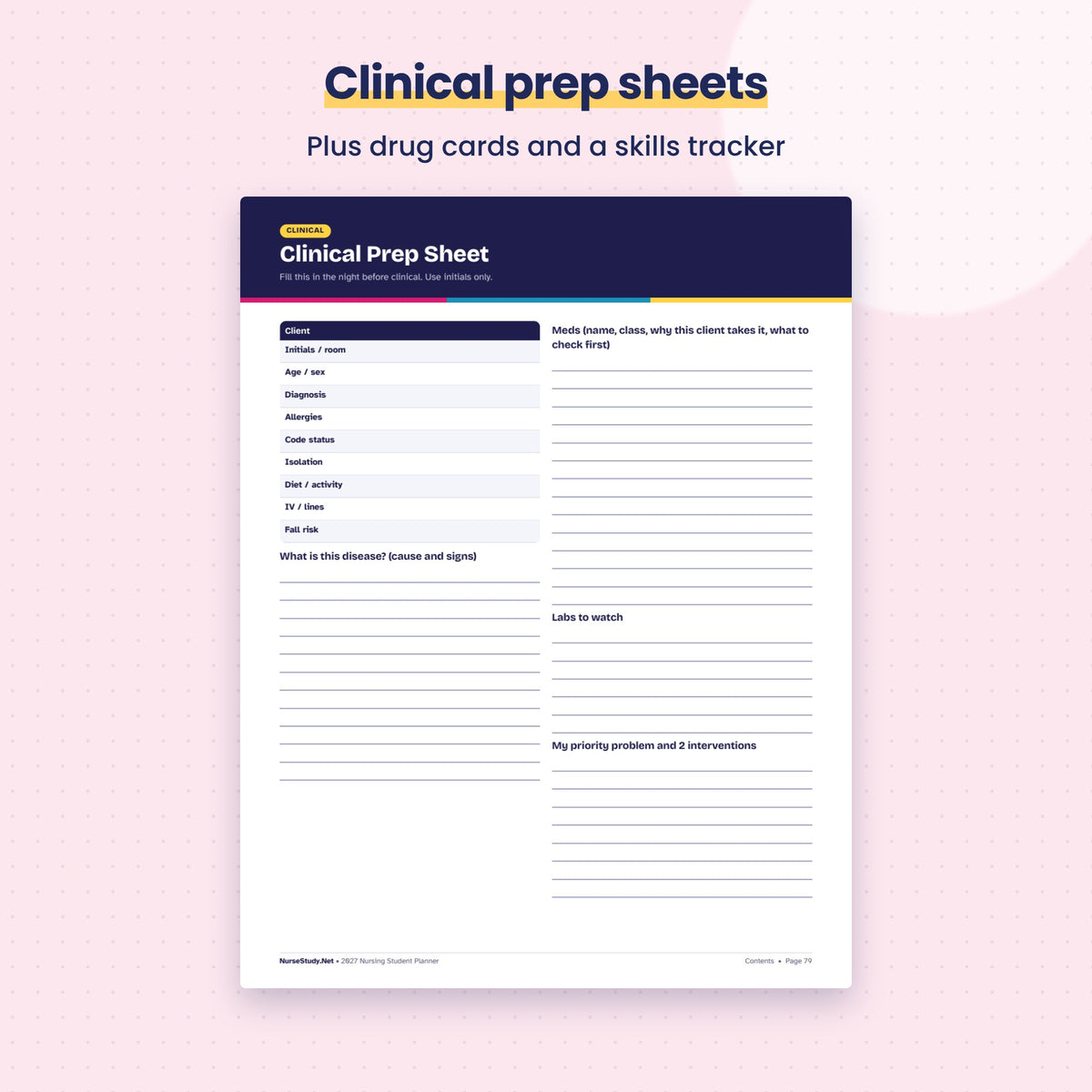 2027 Nursing Student Planner | Hyperlinked Digital and Printable PDF | Clinical Prep, Exam Tracker, NCLEX Countdown | GoodNotes Planner
