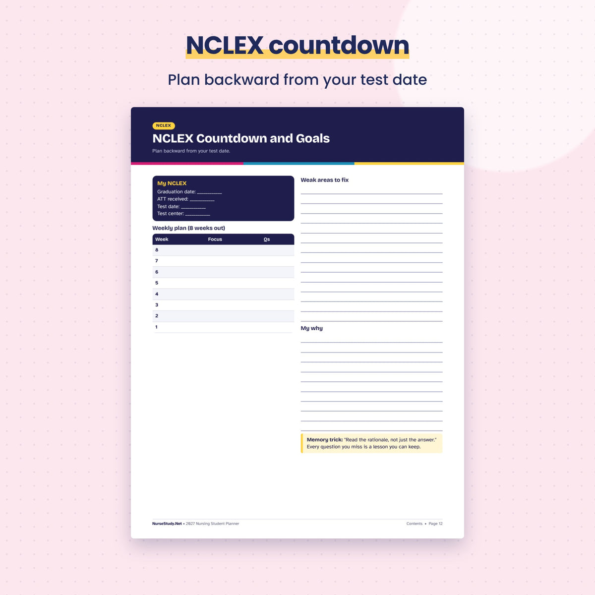 2027 Nursing Student Planner | Hyperlinked Digital and Printable PDF | Clinical Prep, Exam Tracker, NCLEX Countdown | GoodNotes Planner